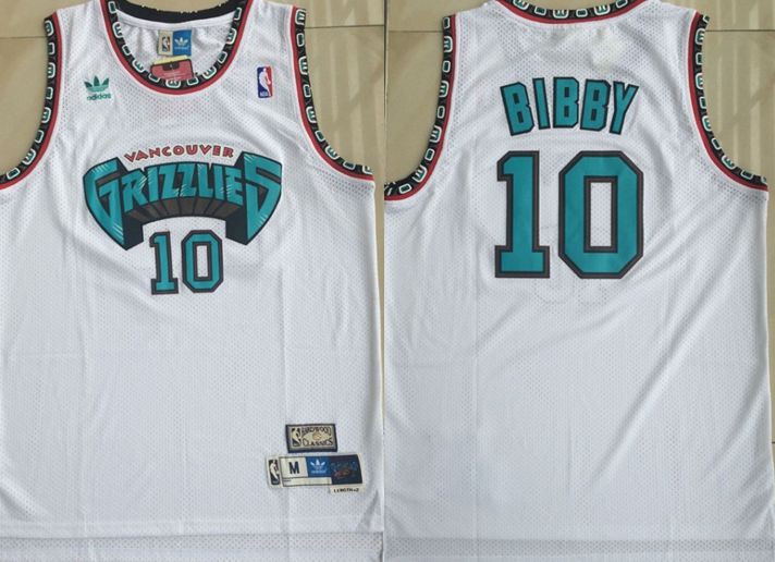 Men Memphis Grizzlies 10 Bibby White Throwback Adidas NBA Jerseys